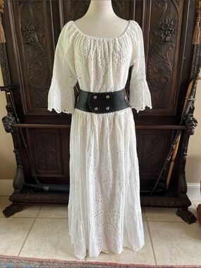 Natalie Martin White Eyelet Maxi Dress oversized XS